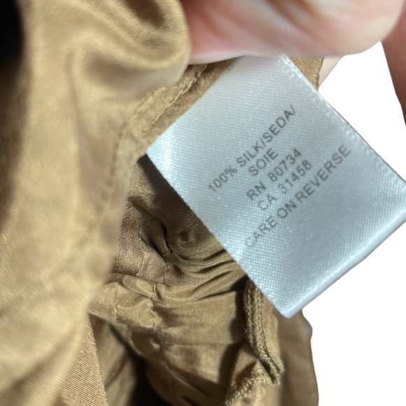 BCBGMaxAzria 100% Silk Skirt NEW M Ruffle Pleated Knee Length Taupe Satin A-Line - Picture 7 of 12